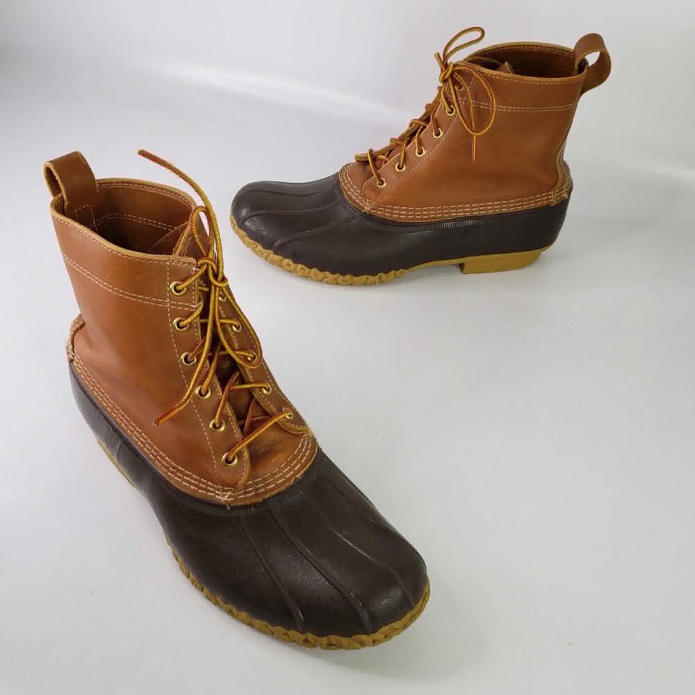 LL Bean Boots Duck Men’s Size 11 Tan Brown Lace Up Leather Waterproof